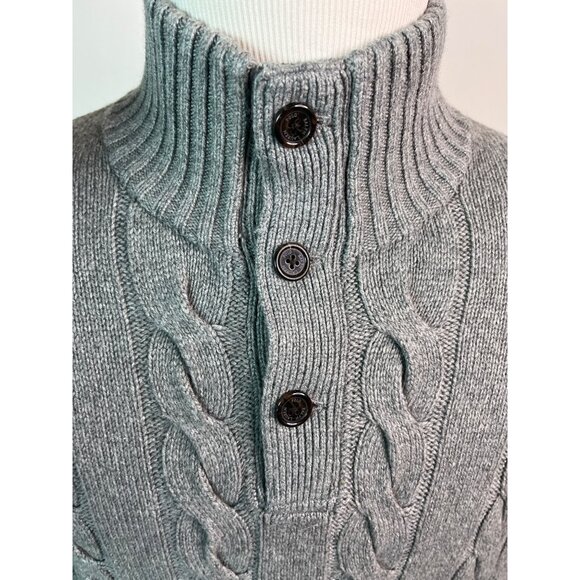 Polo Ralph Lauren Men's XL Cable Knit Gray Silk Cashmere Turtle Neck Sweater - Picture 4 of 6